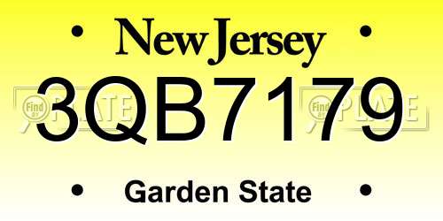3QB7179 New Jersey License Plate