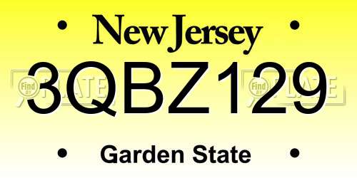 3QBZ129 New Jersey License Plate