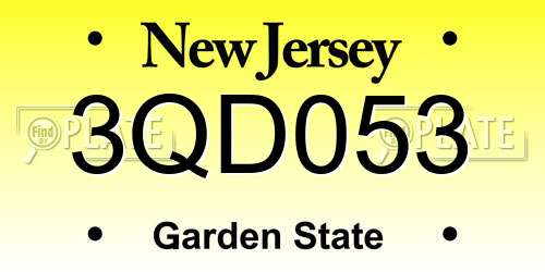 3QD053 New Jersey License Plate