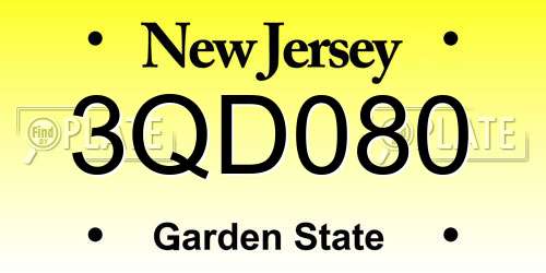 3QD080 New Jersey License Plate