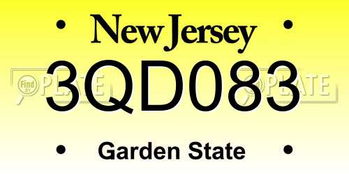 3QD083 New Jersey License Plate