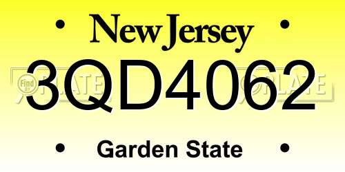 3QD4062 New Jersey License Plate