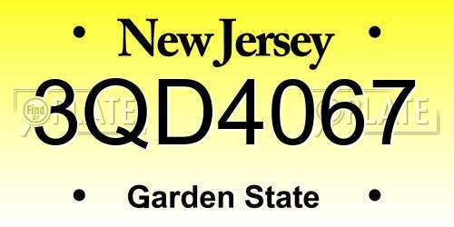 3QD4067 New Jersey License Plate