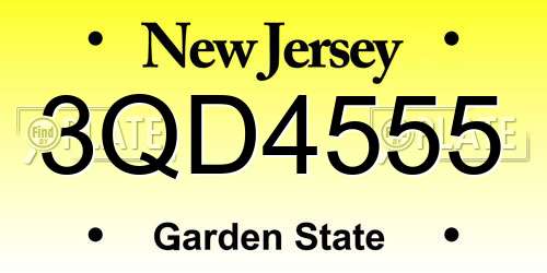 3QD4555 New Jersey License Plate