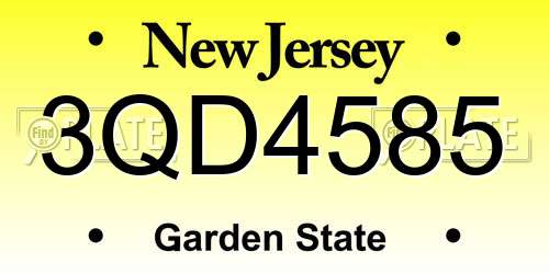3QD4585 New Jersey License Plate