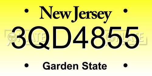 3QD4855 New Jersey License Plate
