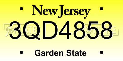 3QD4858 New Jersey License Plate