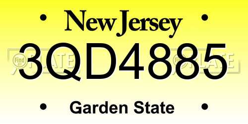 3QD4885 New Jersey License Plate