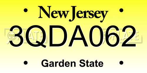 3QDA062 New Jersey License Plate