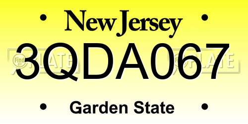 3QDA067 New Jersey License Plate