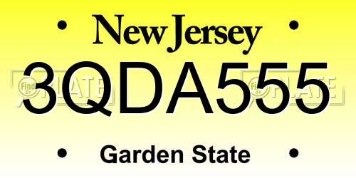 3QDA555 New Jersey License Plate