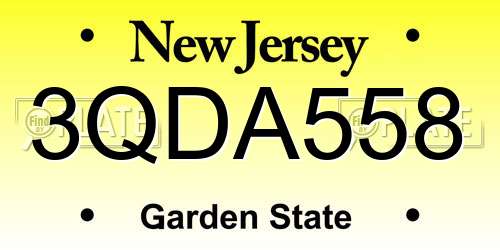 3QDA558 New Jersey License Plate