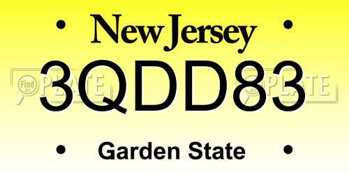3QDD83 New Jersey License Plate