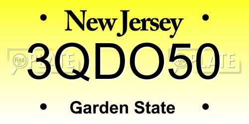 3QDO50 New Jersey License Plate