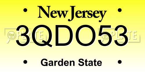 3QDO53 New Jersey License Plate