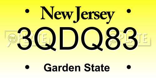 3QDQ83 New Jersey License Plate