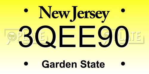 3QEE90 New Jersey License Plate