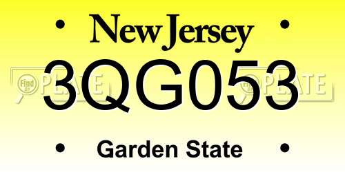 3QG053 New Jersey License Plate