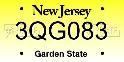 3QG083 New Jersey License Plate
