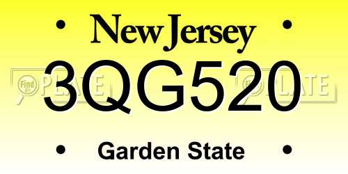 3QG520 New Jersey License Plate