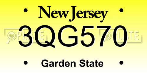 3QG570 New Jersey License Plate
