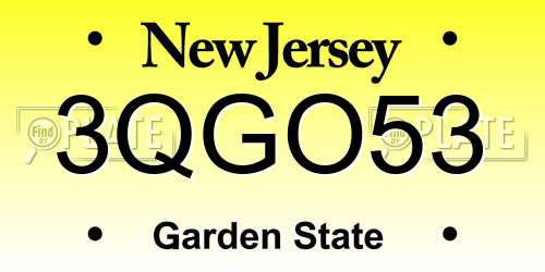 3QGO53 New Jersey License Plate