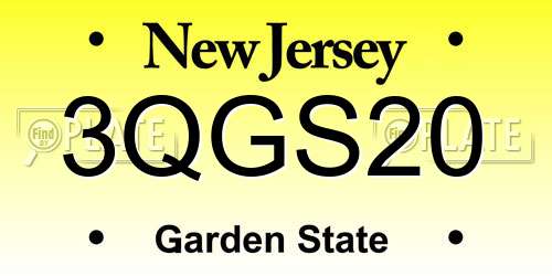 3QGS20 New Jersey License Plate