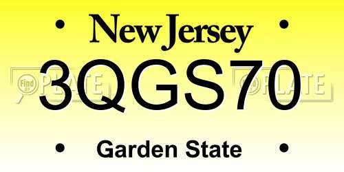 3QGS70 New Jersey License Plate