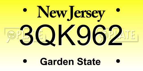 3QK962 New Jersey License Plate