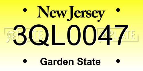 3QL0047 New Jersey License Plate