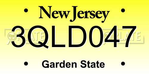 3QLD047 New Jersey License Plate