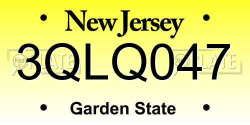 3QLQ047 New Jersey License Plate