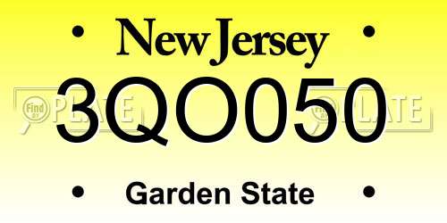 3QO050 New Jersey License Plate