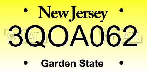 3QOA062 New Jersey License Plate