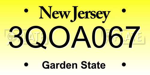 3QOA067 New Jersey License Plate