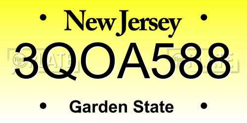 3QOA588 New Jersey License Plate