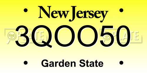 3QOO50 New Jersey License Plate