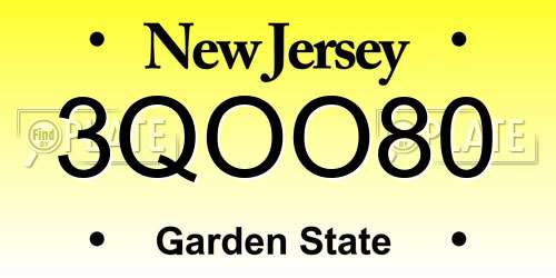 3QOO80 New Jersey License Plate