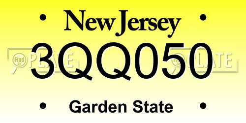 3QQ050 New Jersey License Plate