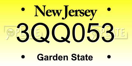 3QQ053 New Jersey License Plate