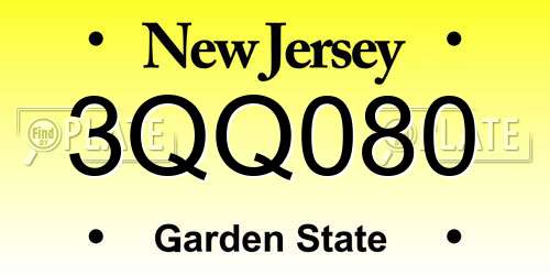 3QQ080 New Jersey License Plate