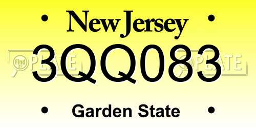 3QQ083 New Jersey License Plate
