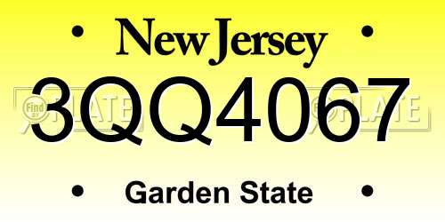 3QQ4067 New Jersey License Plate