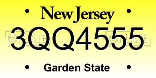 3QQ4555 New Jersey License Plate