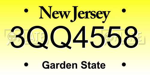 3QQ4558 New Jersey License Plate