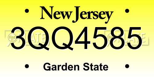 3QQ4585 New Jersey License Plate