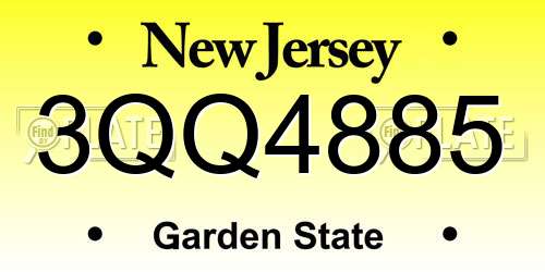 3QQ4885 New Jersey License Plate