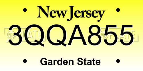 3QQA855 New Jersey License Plate