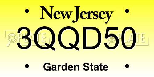 3QQD50 New Jersey License Plate