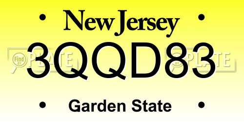 3QQD83 New Jersey License Plate